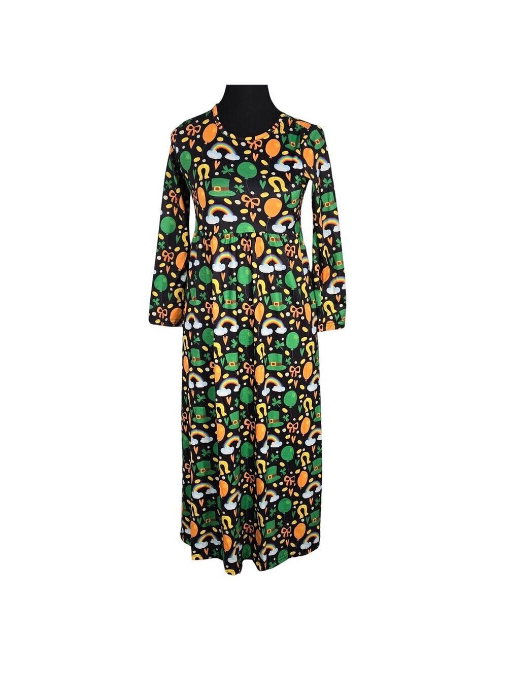 NWOT | DEEROSE St. Patrick's Day Rainbow & Shamrock Maxi Dress | XL